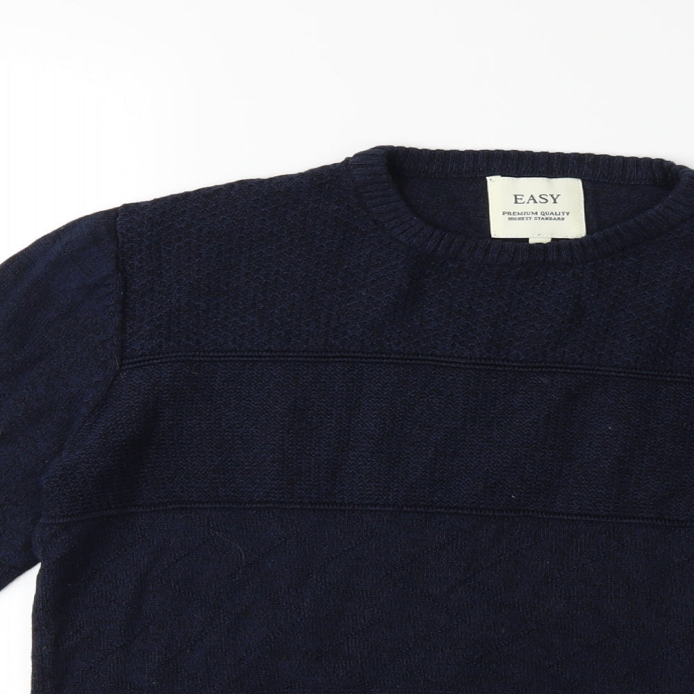 Easy Mens Beige  Knit Pullover Jumper Size S