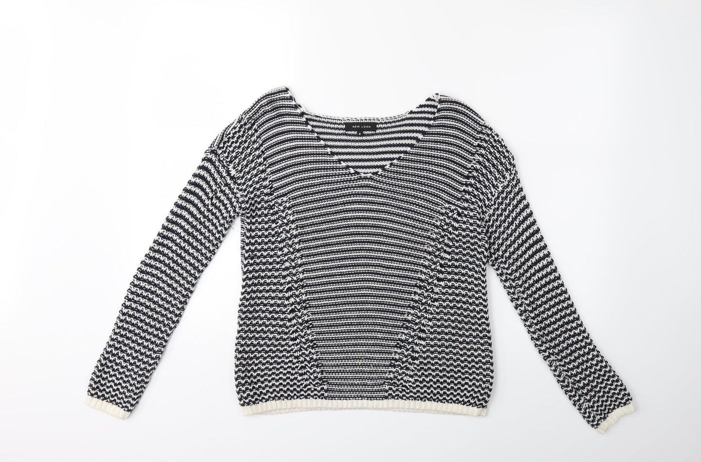 New Look Womens Blue Striped Knit Pullover Jumper Size 8