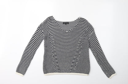 New Look Womens Blue Striped Knit Pullover Jumper Size 8