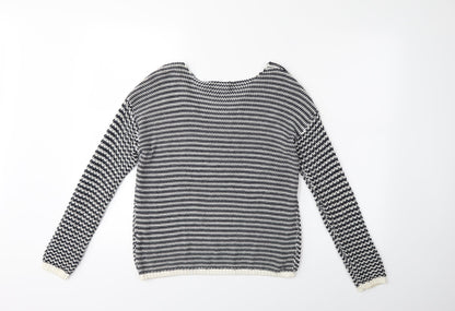 New Look Womens Blue Striped Knit Pullover Jumper Size 8