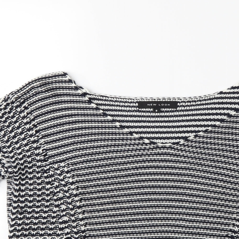 New Look Womens Blue Striped Knit Pullover Jumper Size 8