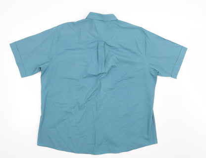 Mens UK Size XL Premier Man Green  Button-Up Short Sleeve Casual Shirt