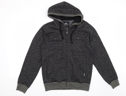 Brigade Mens Black Striped  Full Zip Hoodie Size S