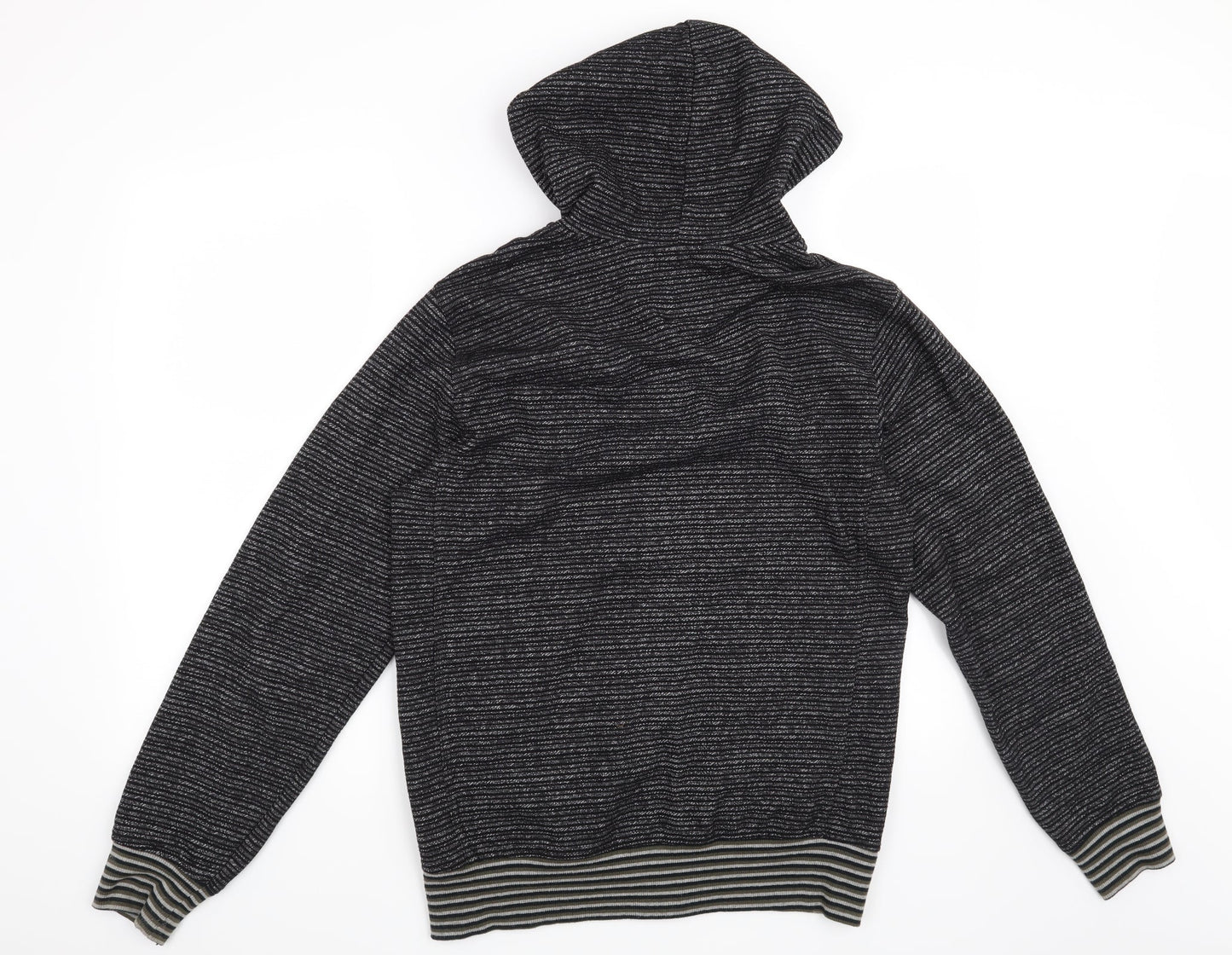Brigade Mens Black Striped  Full Zip Hoodie Size S