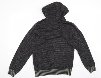 Brigade Mens Black Striped  Full Zip Hoodie Size S