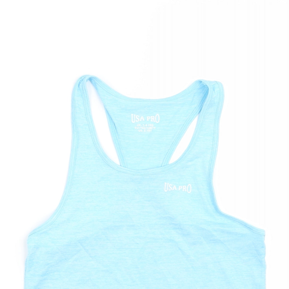 USA Pro Girls Blue   Basic T-Shirt Size 7-8 Years
