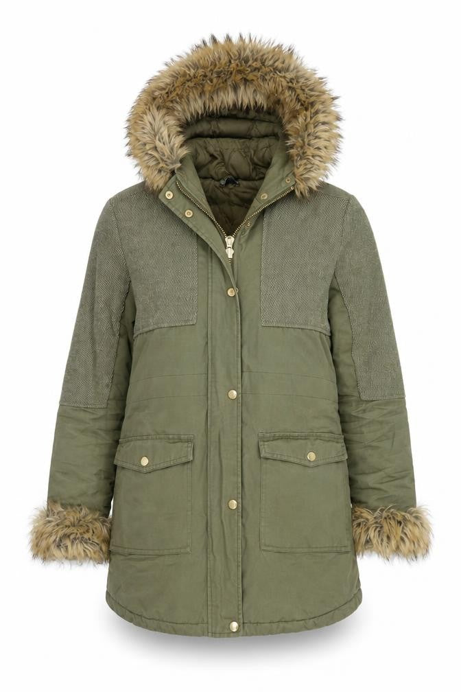 Womens UK Size 8 Influence Green Parka Coat