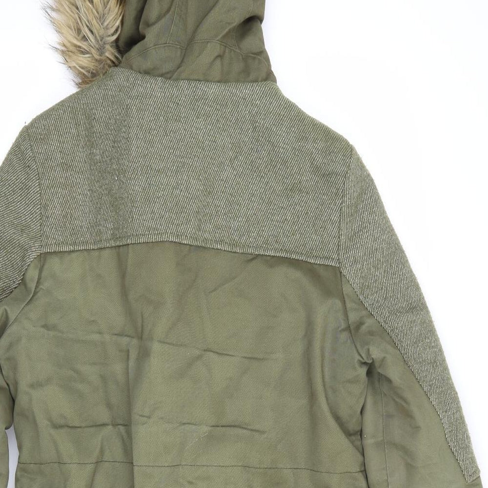 Womens UK Size 8 Influence Green Parka Coat