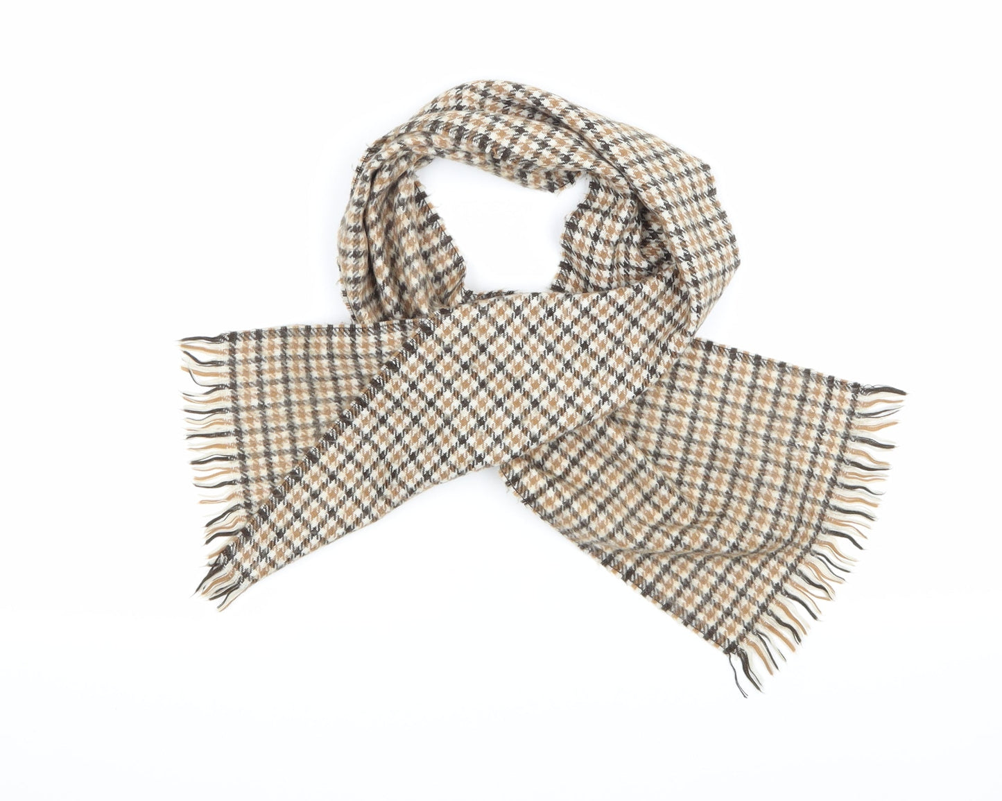 Preworn Womens Beige Herringbone   Scarf