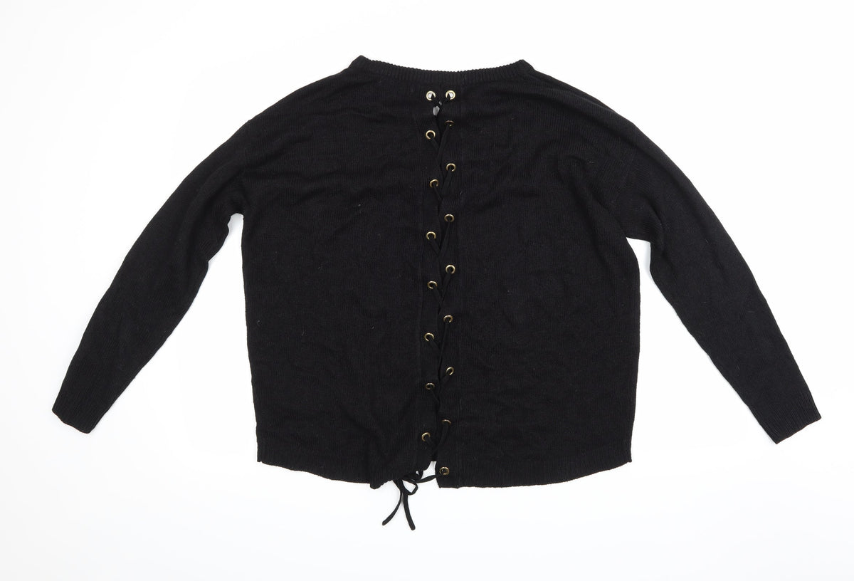 Brave Soul Womens Black  Knit Pullover Jumper Size 14