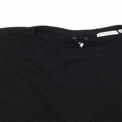Brave Soul Womens Black  Knit Pullover Jumper Size 14