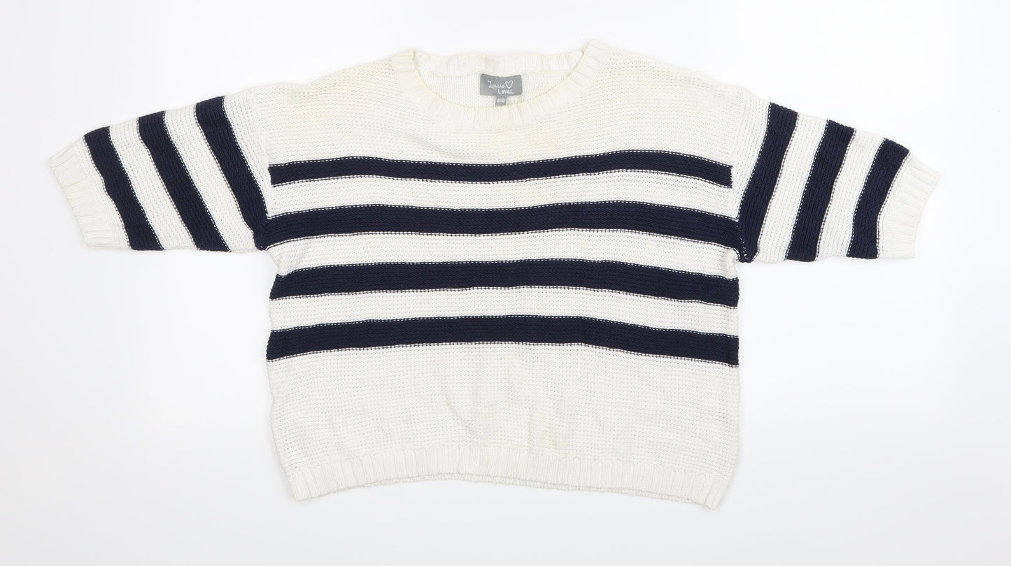 Lottie Loves Womens Beige Striped Knit Pullover Jumper Size 8