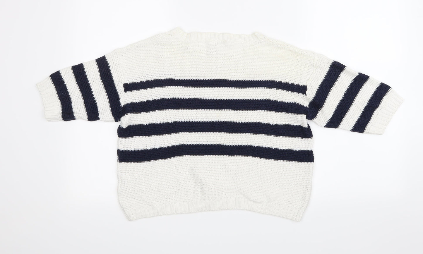 Lottie Loves Womens Beige Striped Knit Pullover Jumper Size 8
