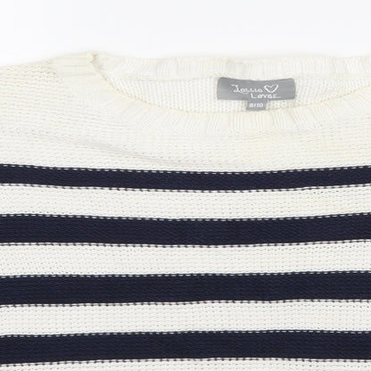 Lottie Loves Womens Beige Striped Knit Pullover Jumper Size 8