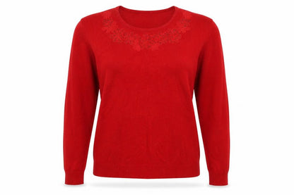 Just Elegance Womens Red  Knit Pullover Jumper Size L
