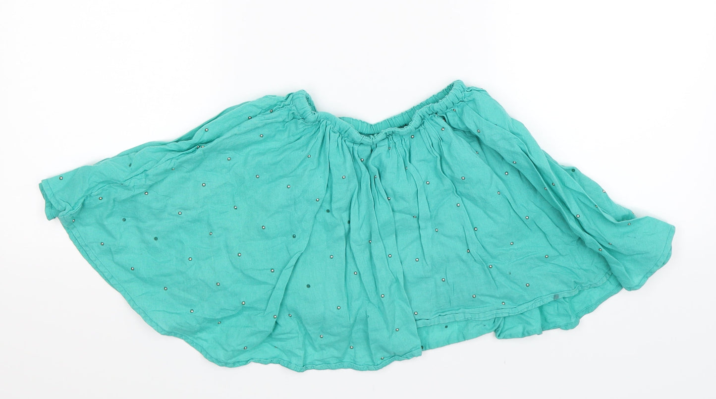 Marks and Spencer Girls Green Spotted  A-Line Skirt Size 4-5 Years