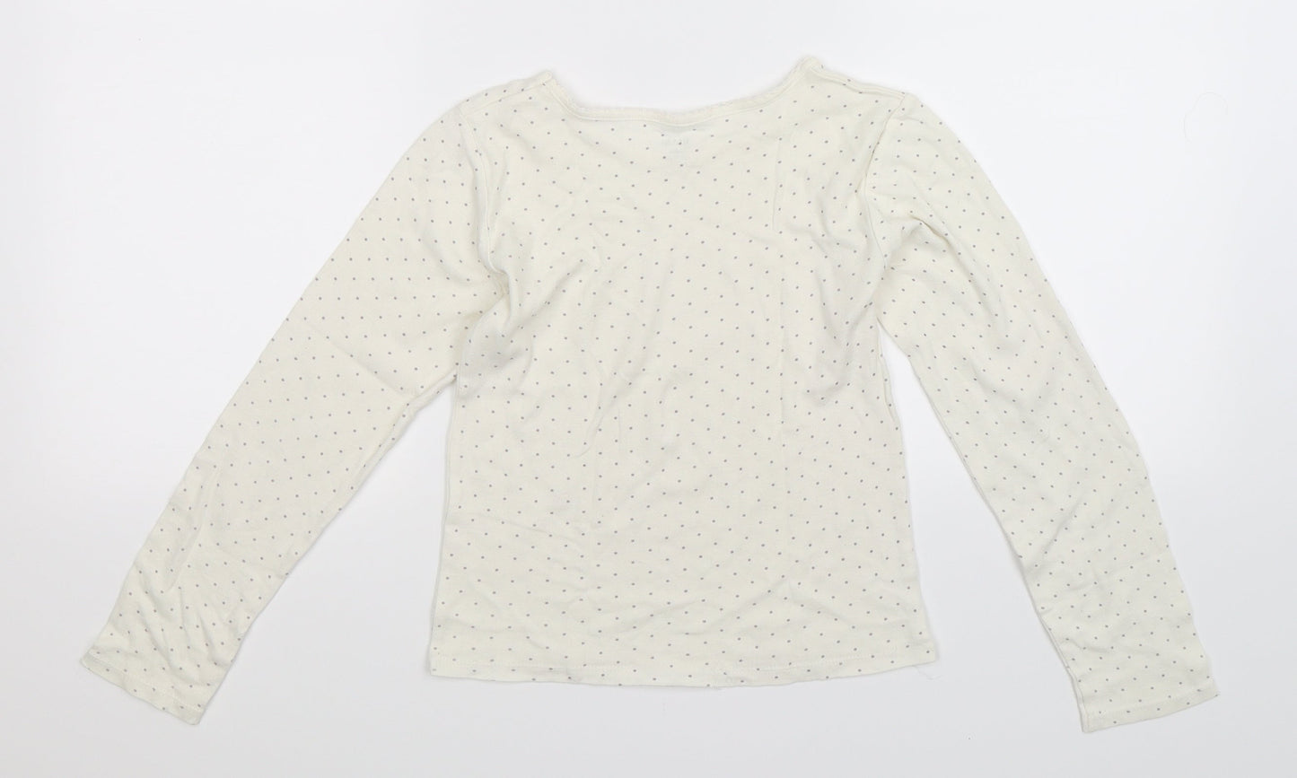 Kiabi Girls White Spotted  Basic T-Shirt Size 10 Years