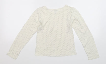 Kiabi Girls White Spotted  Basic T-Shirt Size 10 Years