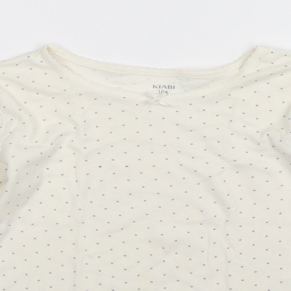 Kiabi Girls White Spotted  Basic T-Shirt Size 10 Years