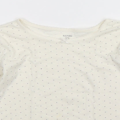 Kiabi Girls White Spotted  Basic T-Shirt Size 10 Years