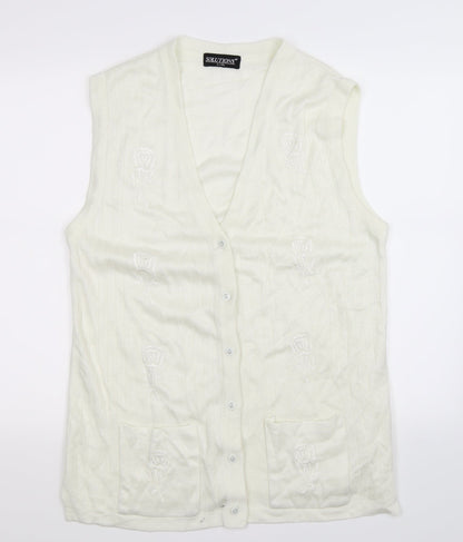 Solutions Womens White  Knit Vest Jumper Size XL