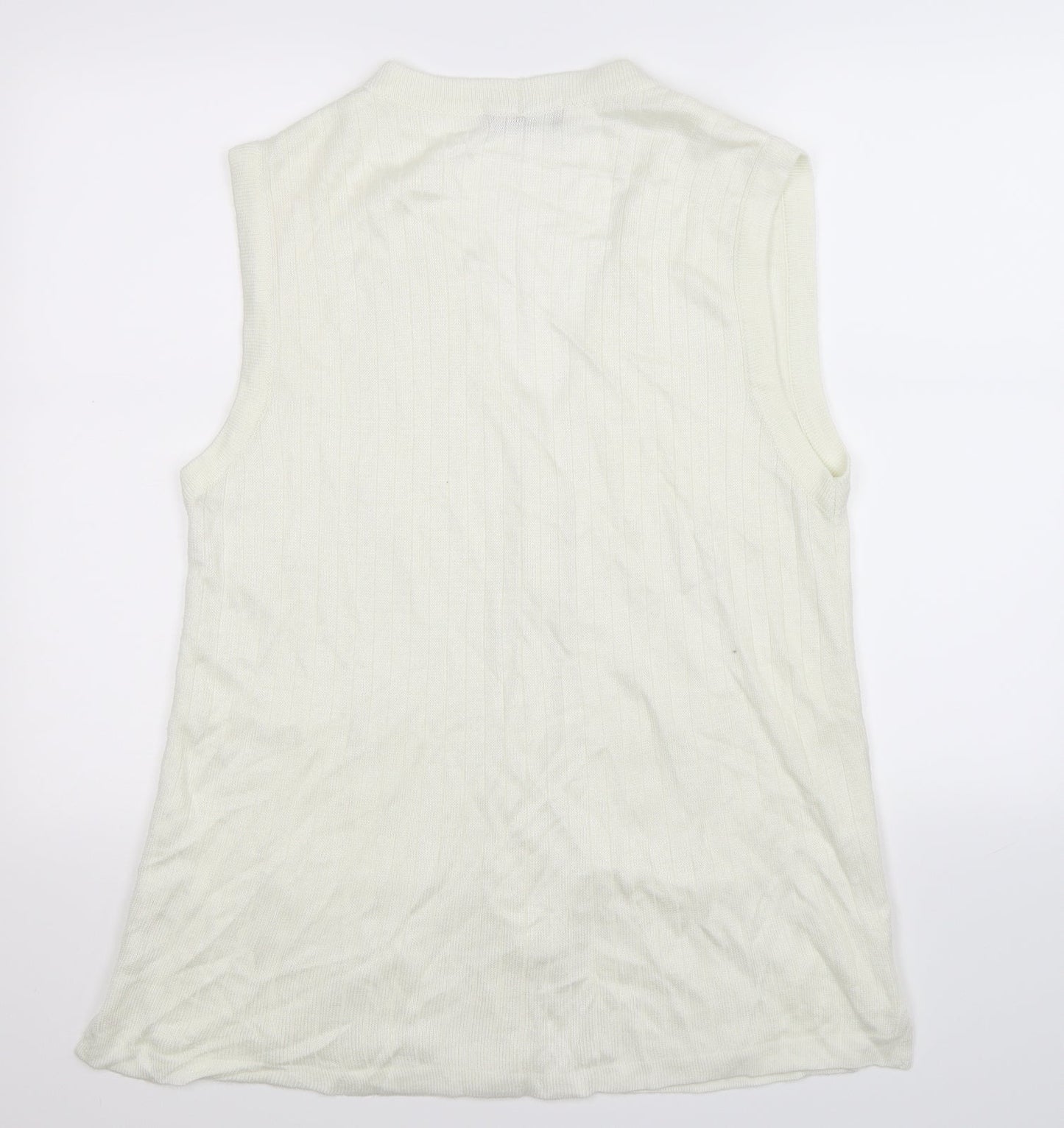 Solutions Womens White  Knit Vest Jumper Size XL