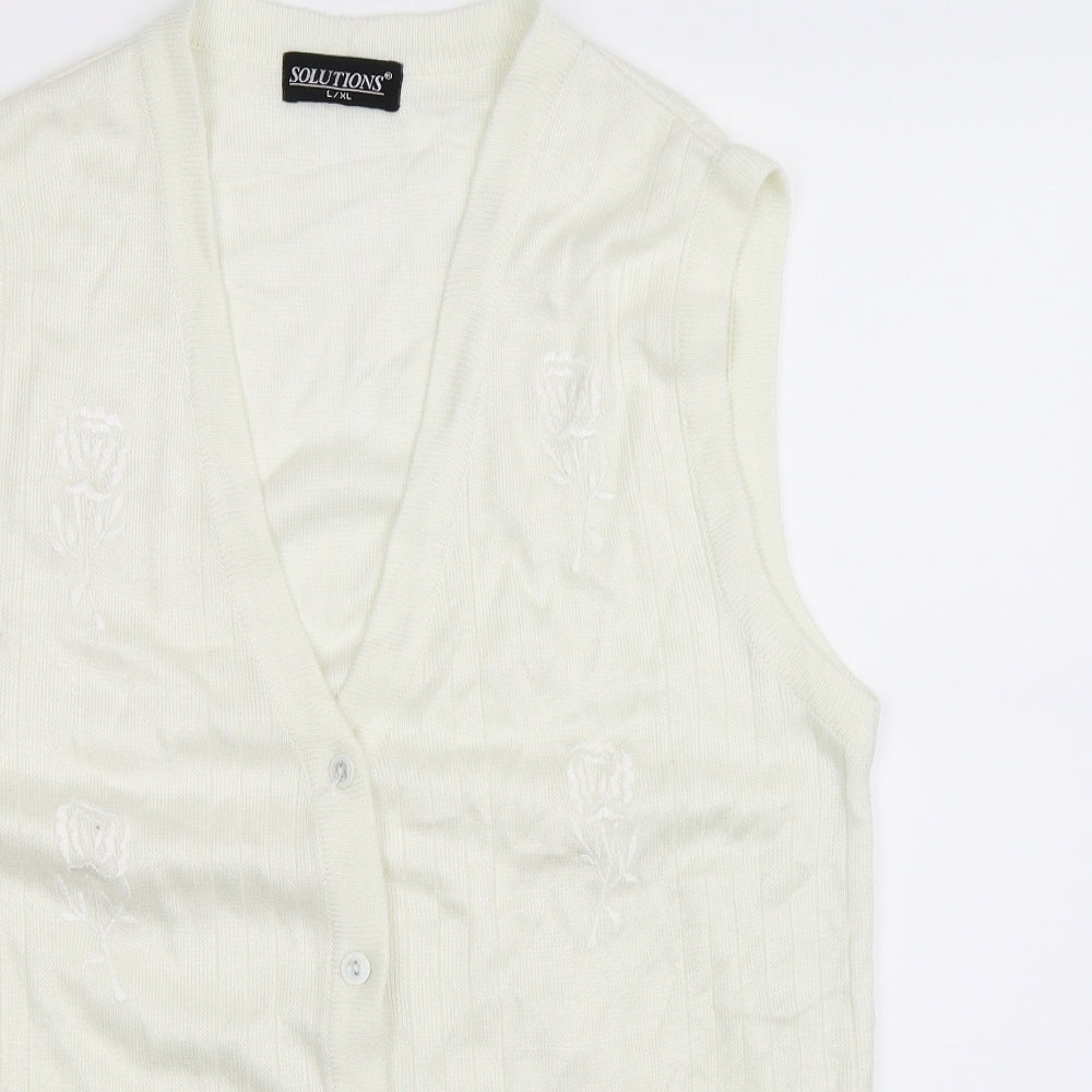 Solutions Womens White  Knit Vest Jumper Size XL