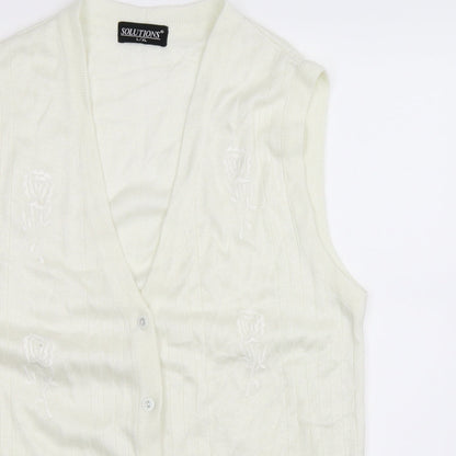 Solutions Womens White  Knit Vest Jumper Size XL