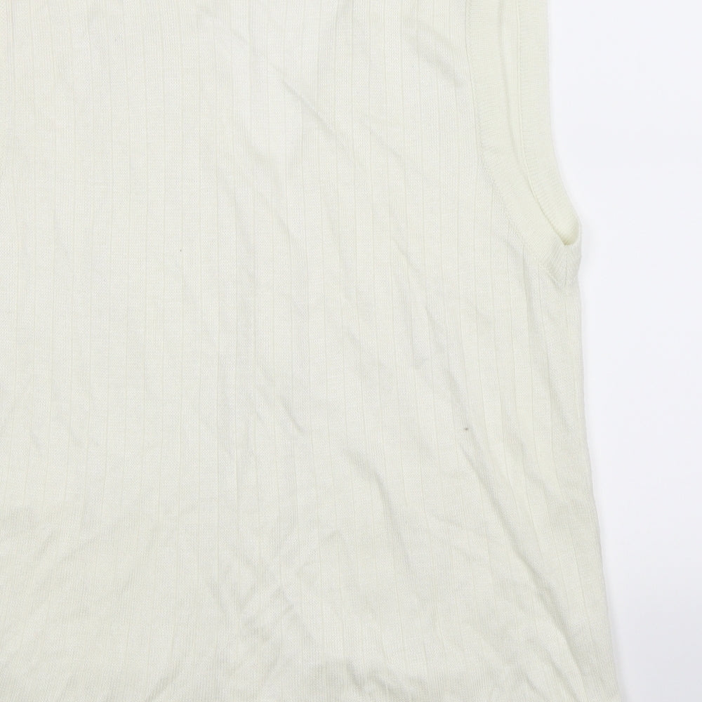 Solutions Womens White  Knit Vest Jumper Size XL