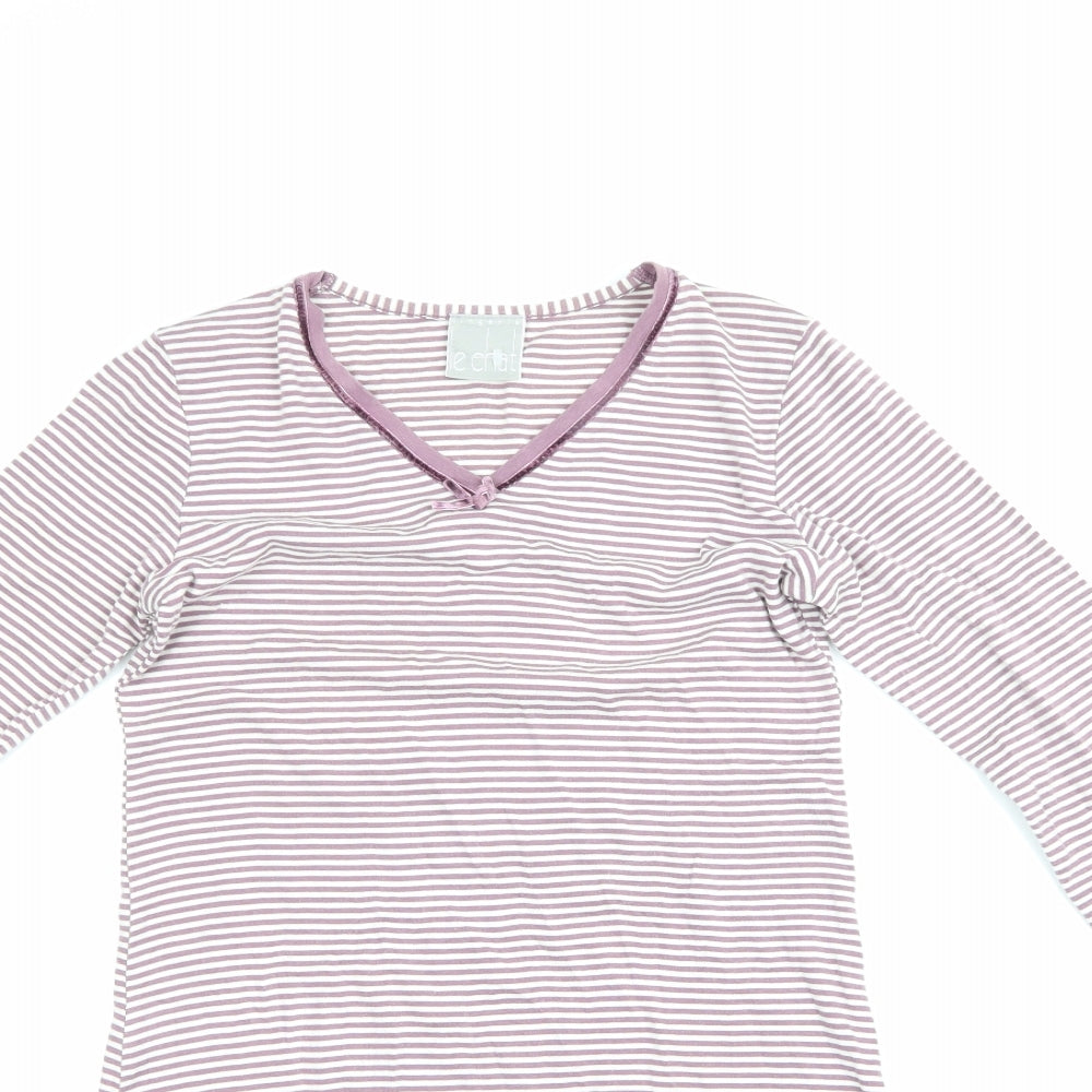 LE CHAT Womens Purple Striped  Top Pyjama Top Size 8