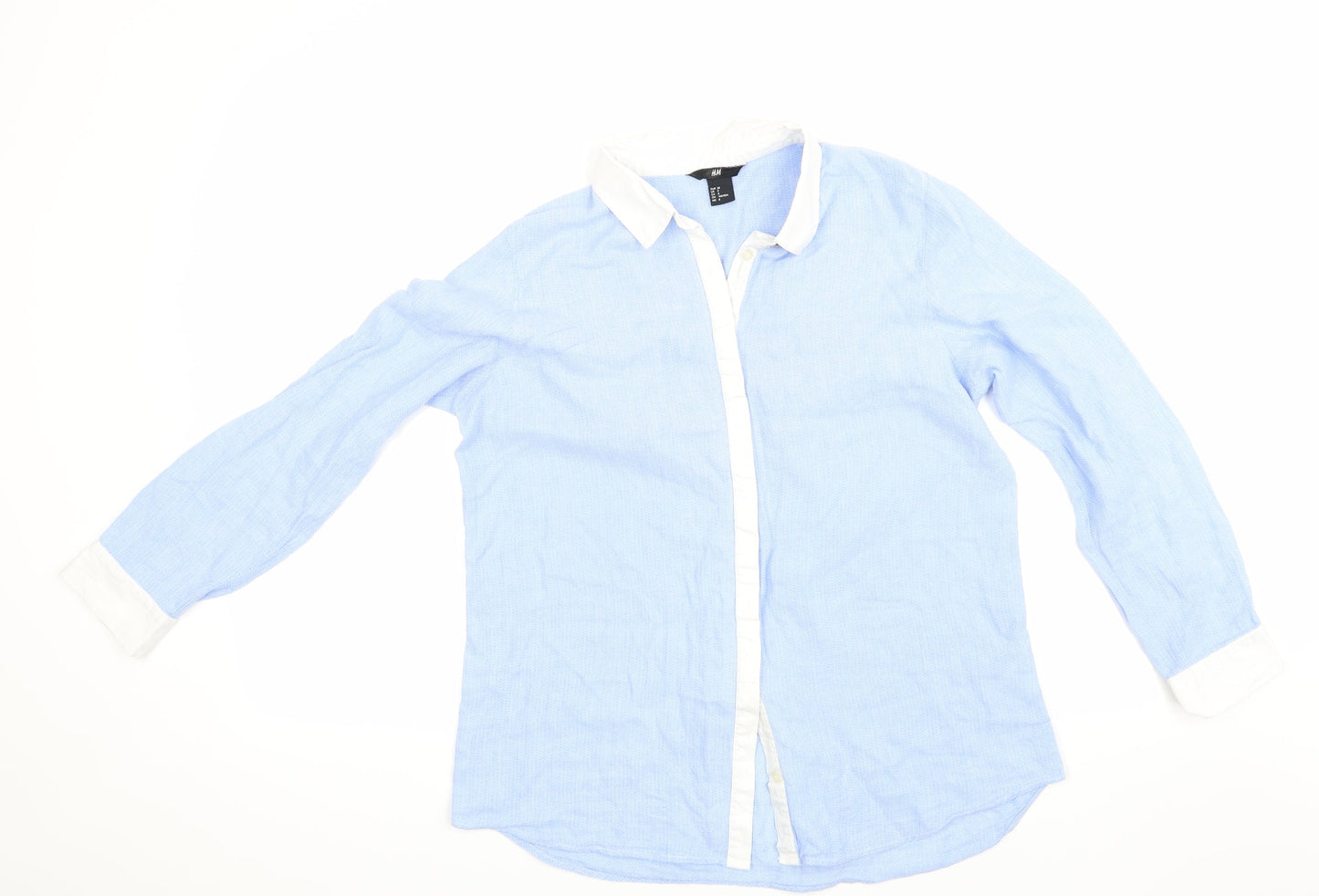 Womens UK Size 38 H&M Blue Basic Button-Up