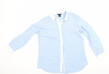 Womens UK Size 38 H&M Blue Basic Button-Up