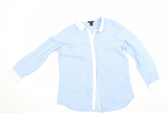 Womens UK Size 38 H&M Blue Basic Button-Up