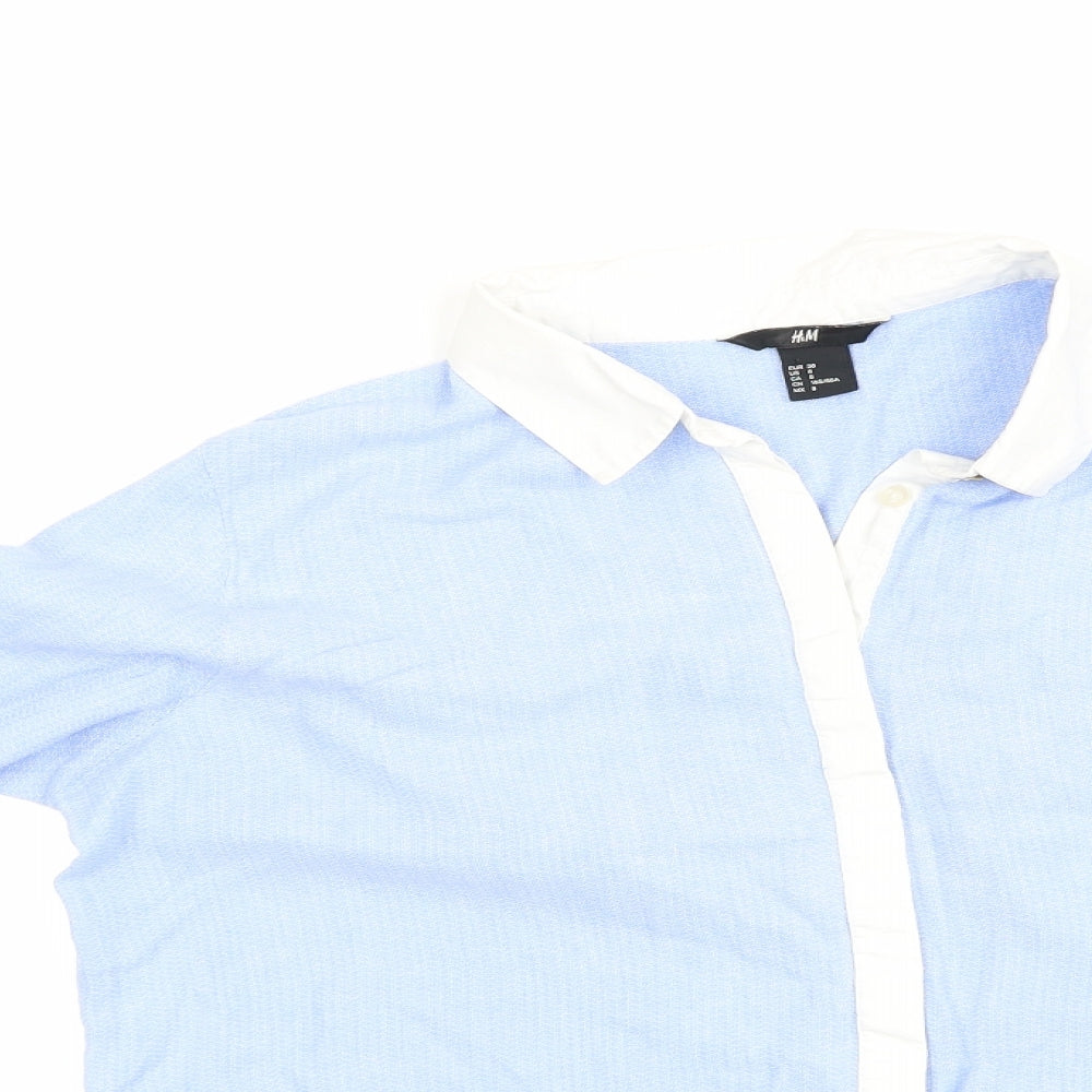 Womens UK Size 38 H&M Blue Basic Button-Up