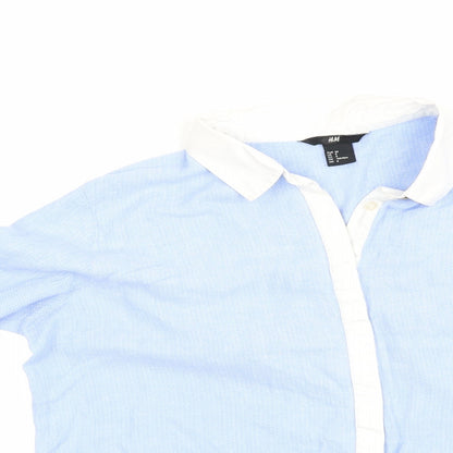 Womens UK Size 38 H&M Blue Basic Button-Up