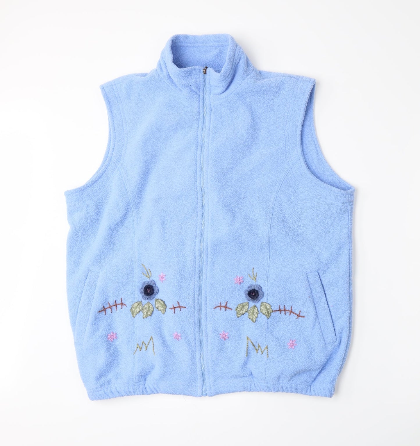 Classics Womens Blue Floral Fleece Jacket  Size 16