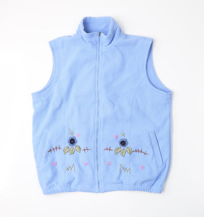 Classics Womens Blue Floral Fleece Jacket  Size 16