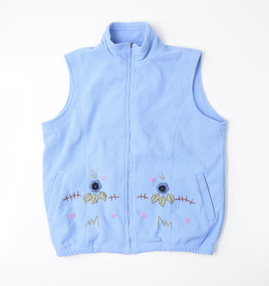 Classics Womens Blue Floral Fleece Jacket  Size 16