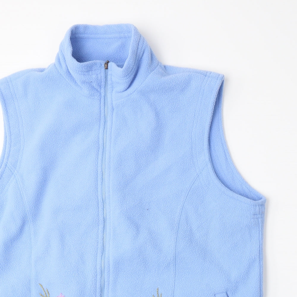 Classics Womens Blue Floral Fleece Jacket  Size 16