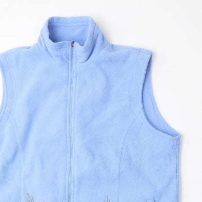 Classics Womens Blue Floral Fleece Jacket  Size 16