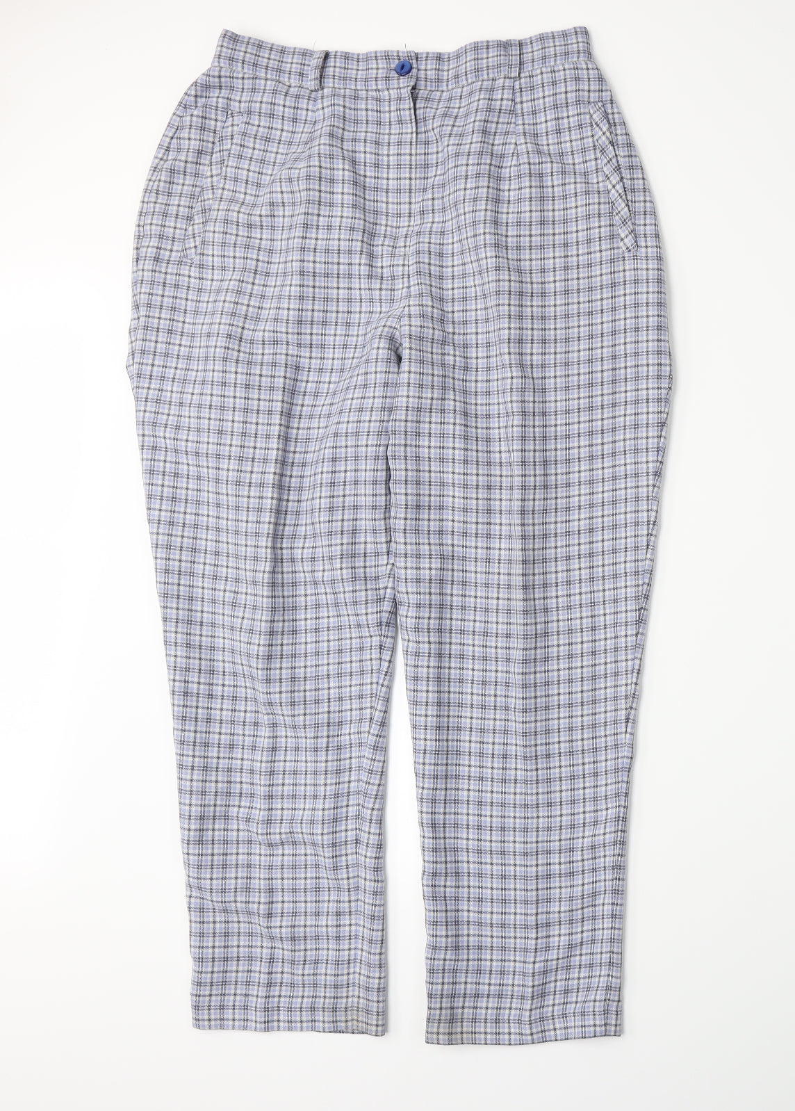 Amy Moore Womens Blue Plaid  Trousers  Size 14 L27 in