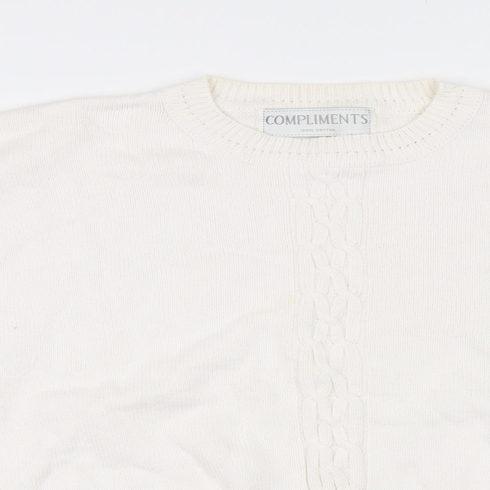 Compliments Womens White   Pullover Jumper Size L