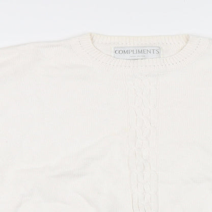 Compliments Womens White   Pullover Jumper Size L