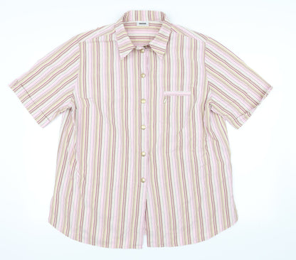 Hucke Women Womens Pink Striped  Basic Button-Up Size 18