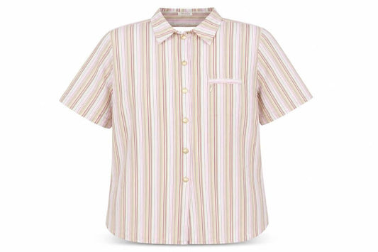 Hucke Women Womens Pink Striped  Basic Button-Up Size 18