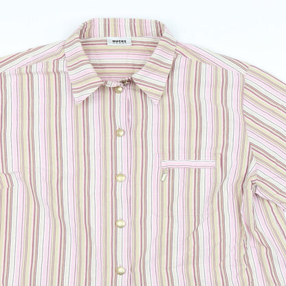 Hucke Women Womens Pink Striped  Basic Button-Up Size 18