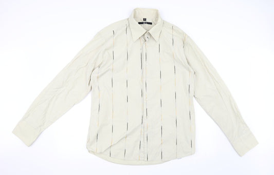 URU Mens Green Striped   Button-Up Size XL