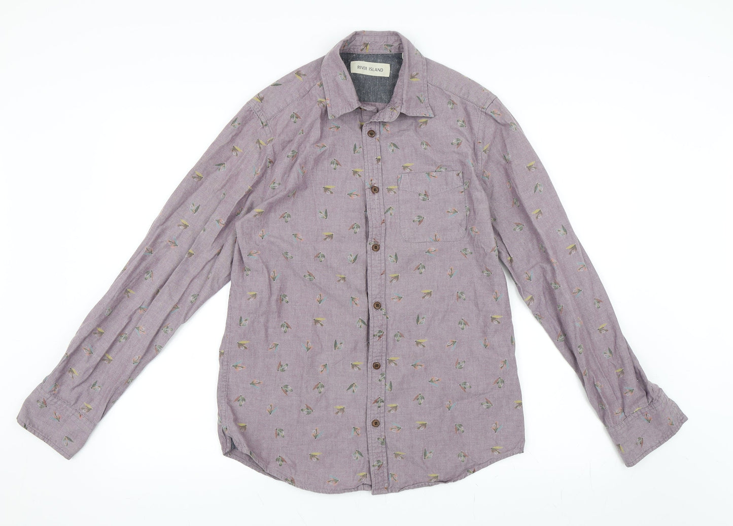 River Island Mens Purple Animal Print   Button-Up Size S