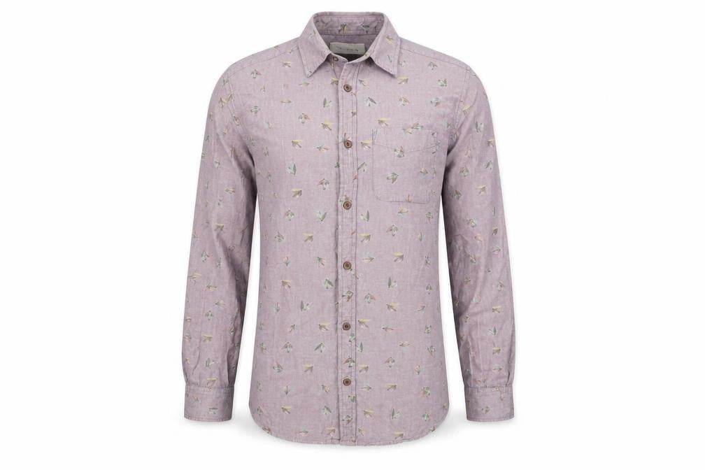 Mens UK Size S River Island Purple  Button-Up Long Sleeve Casual Shirt