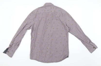 River Island Mens Purple Animal Print   Button-Up Size S